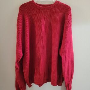 Vintage Bill Blass Menswear Hand Framed Sweater Men's Size 2XL Red Made In USA
